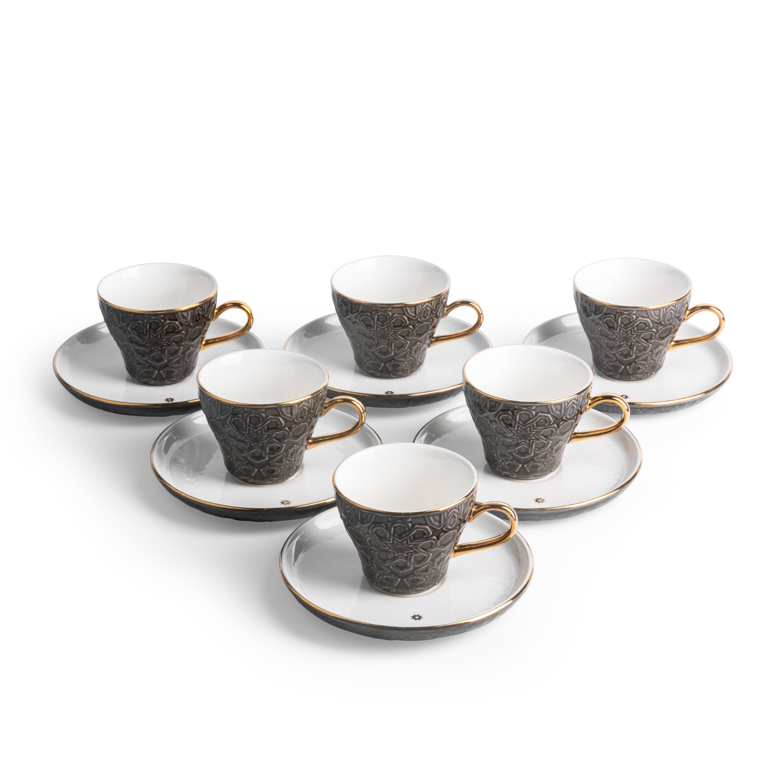 Crown - Esspresso /Turkish Coffee Cups (12-Pc)- Black & Gold Secondary image