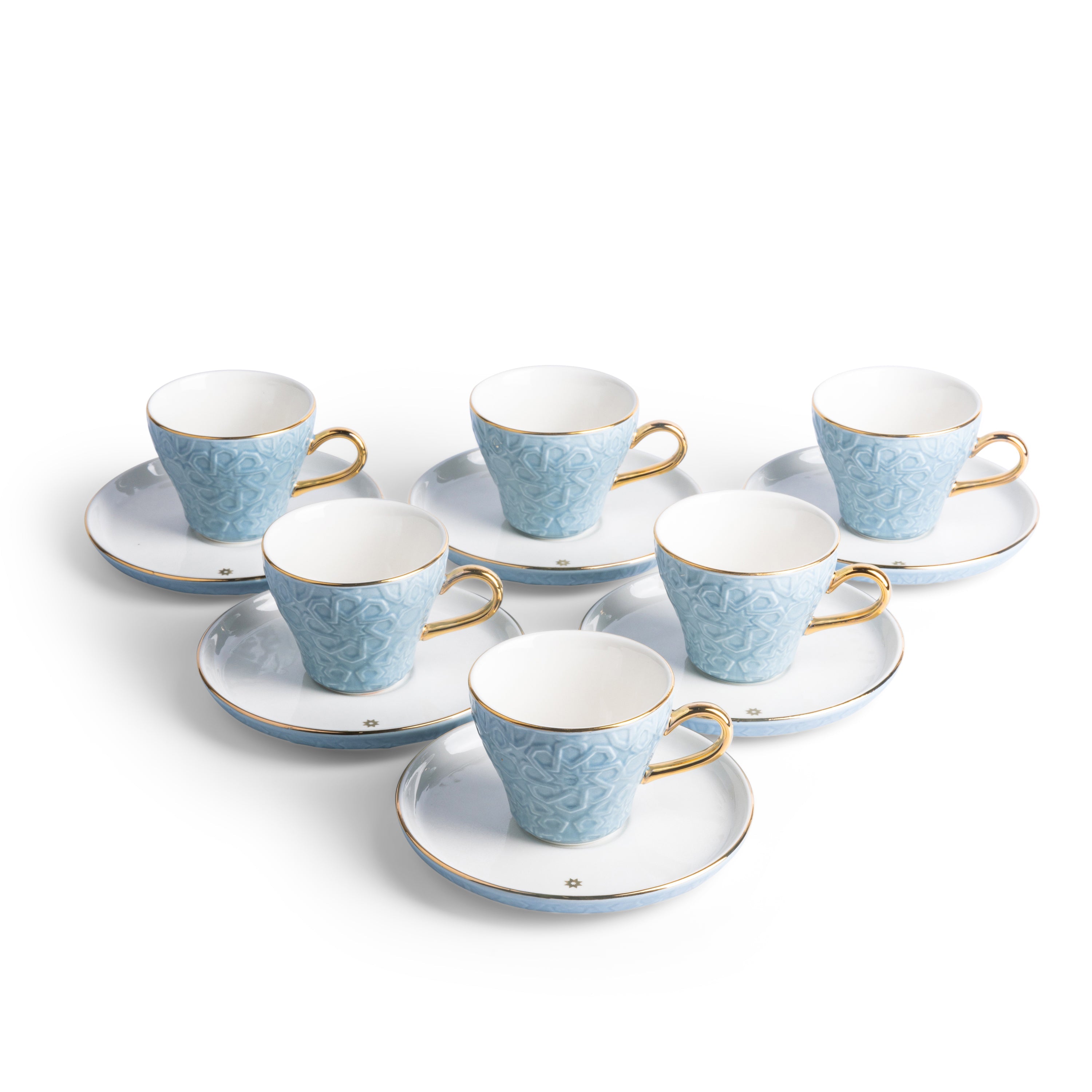 Crown - Esspresso /Turkish Coffee Cups (12-Pc)- Baby Blue & Gold Secondary image