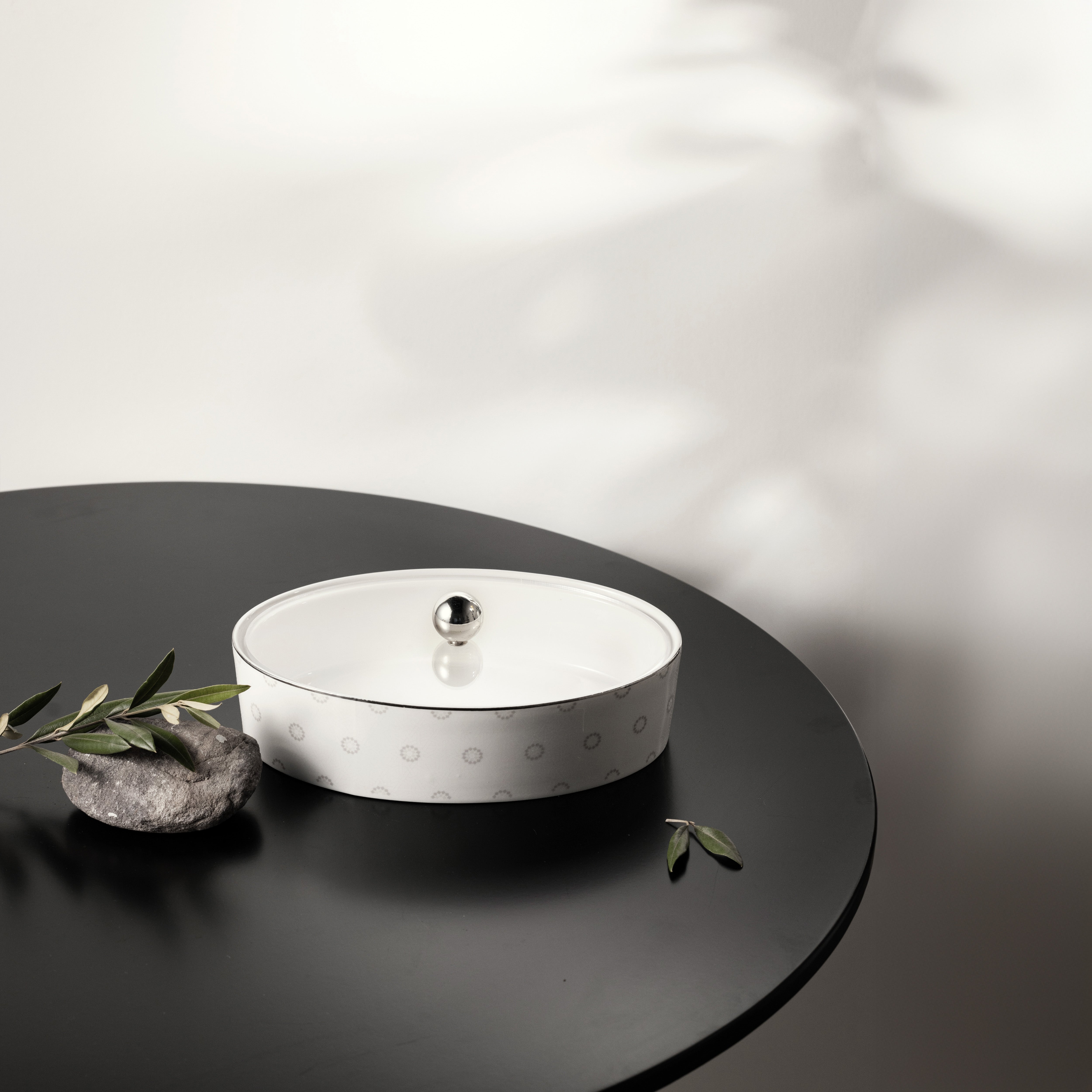 Atheer - Medium Decorative Canister - White & Silver Main image