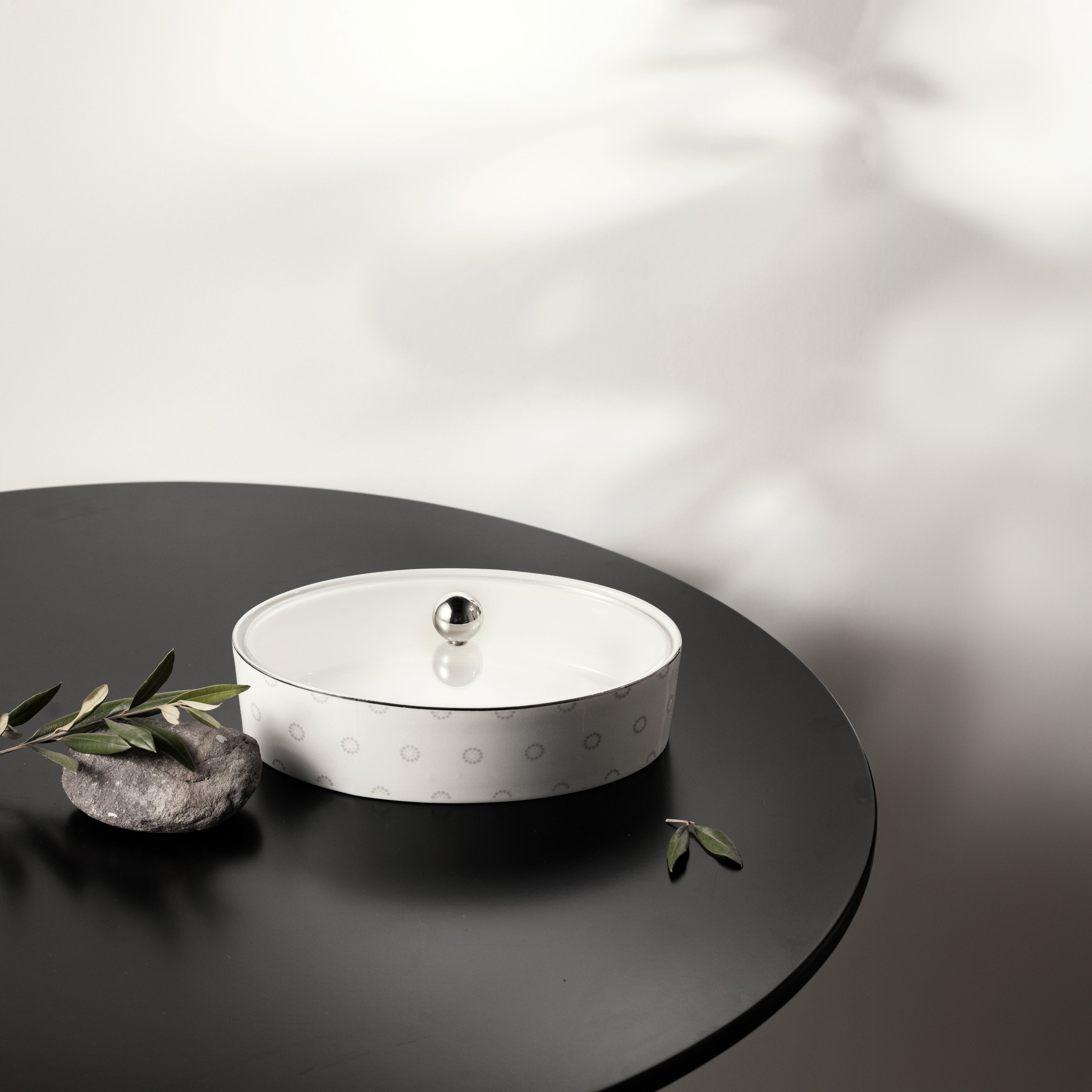 Atheer - Medium Decorative Canister - White & Silver