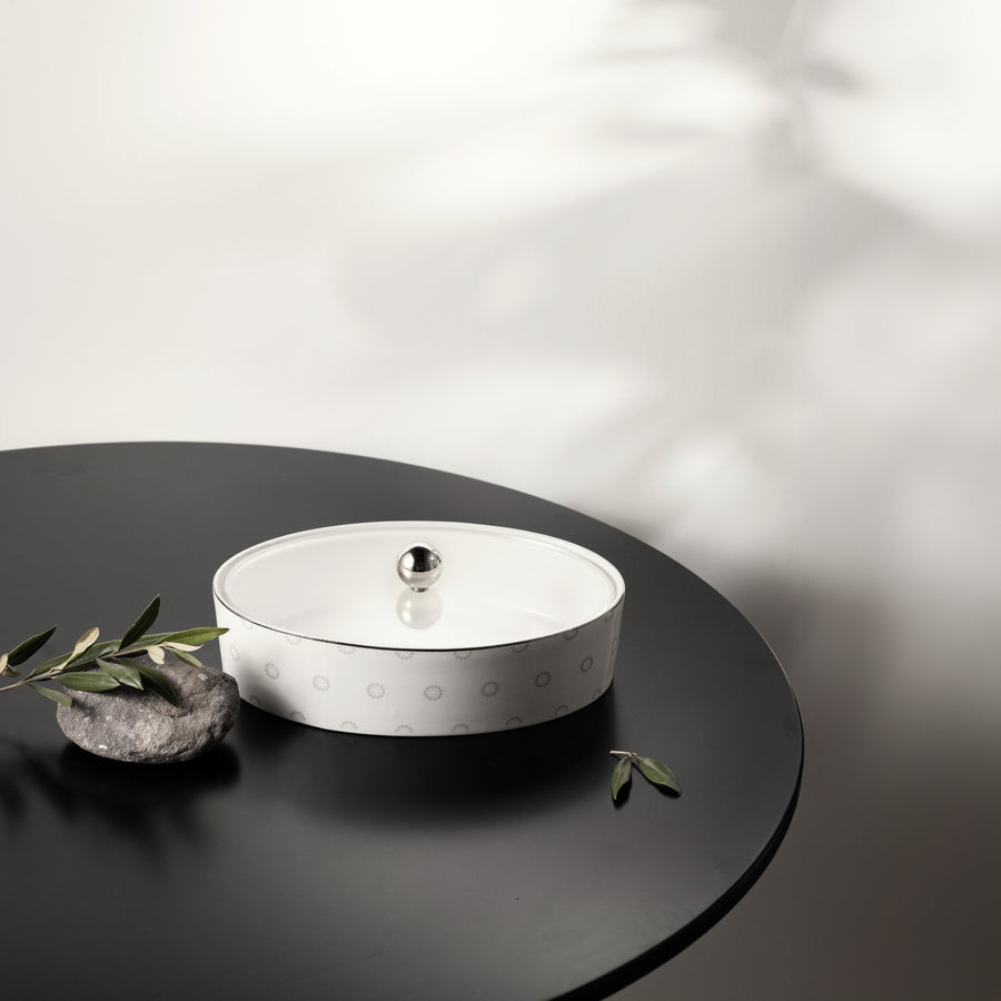 Atheer - Medium Decorative Canister - White & Silver