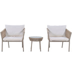 Elegant Rope-Woven Steel Outdoor Lounge Set with Tempered Glass Table