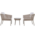 Elegant Rope-Woven Steel Outdoor Lounge Set with Tempered Glass Table