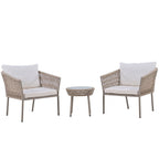 Elegant Rope-Woven Steel Outdoor Lounge Set with Tempered Glass Table