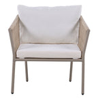 Elegant Rope-Woven Steel Outdoor Lounge Set with Tempered Glass Table