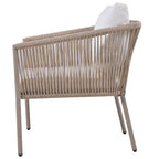 Elegant Rope-Woven Steel Outdoor Lounge Set with Tempered Glass Table