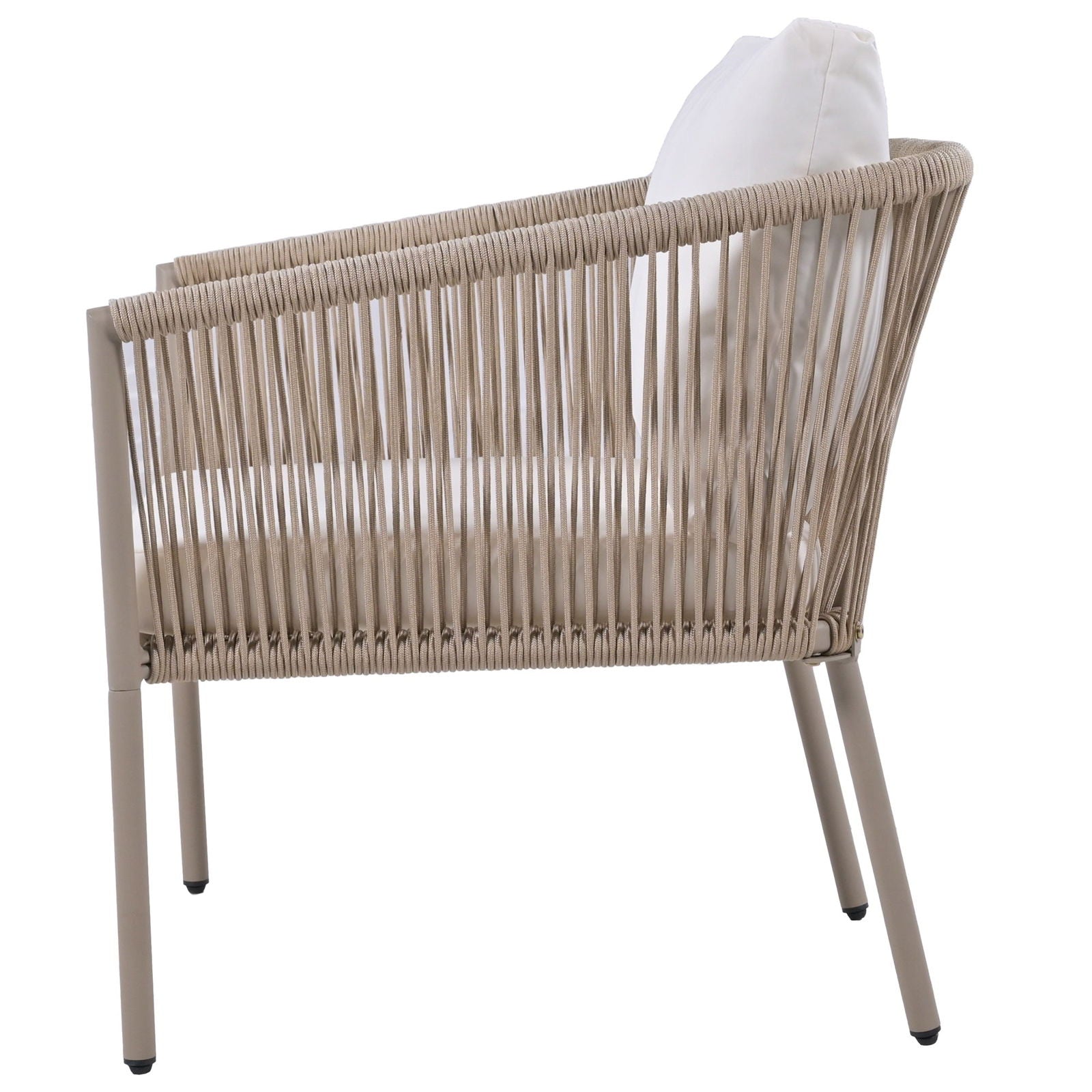 Elegant Rope-Woven Steel Outdoor Lounge Set with Tempered Glass Table