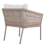 Elegant Rope-Woven Steel Outdoor Lounge Set with Tempered Glass Table