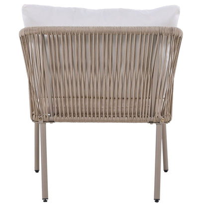 Elegant Rope-Woven Steel Outdoor Lounge Set with Tempered Glass Table