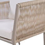 Elegant Rope-Woven Steel Outdoor Lounge Set with Tempered Glass Table