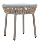 Elegant Rope-Woven Steel Outdoor Lounge Set with Tempered Glass Table