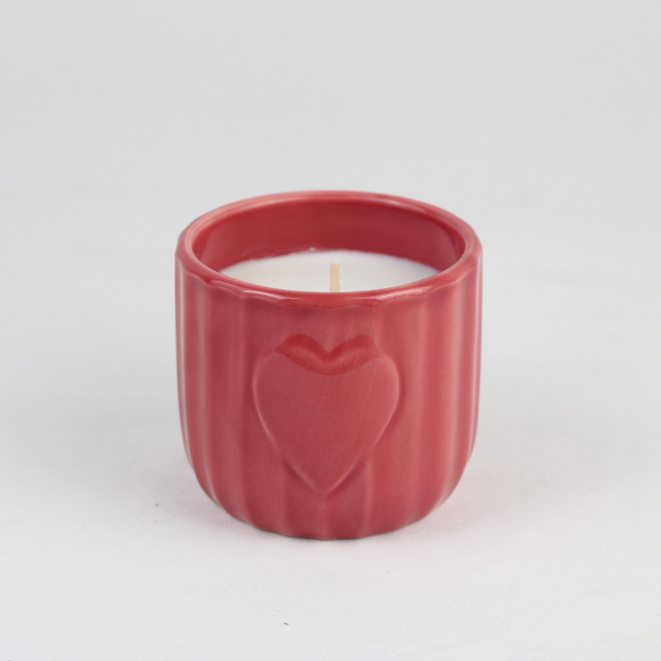 Heart Embossed Ceramic Candle Holder Set – 2-Piece Romantic Candles