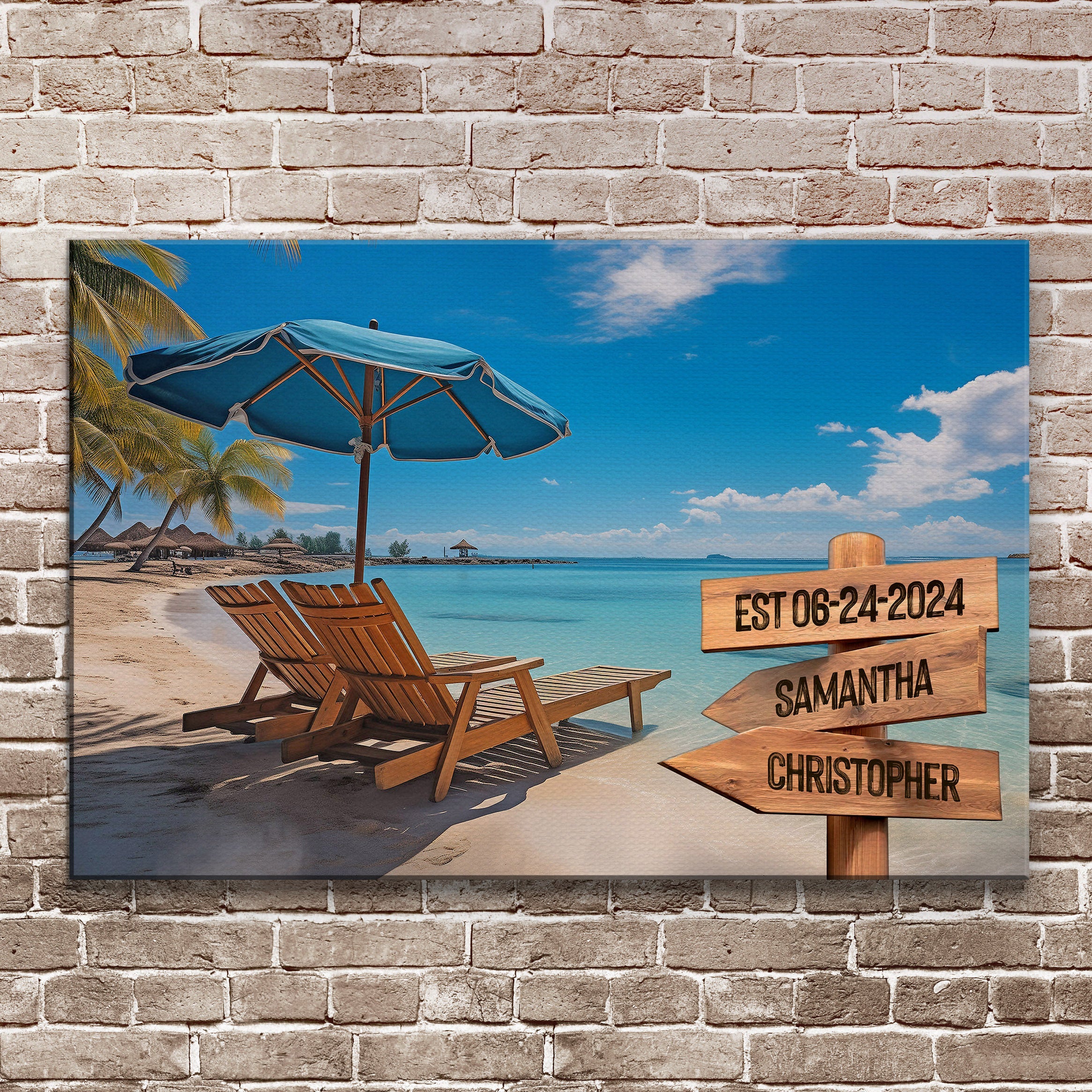 Summer Beach Family Names Sign 36x24 inch Extra Large Premium Gallery Wrapped Main image