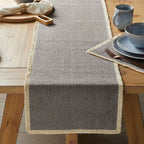 Fringe Cotton-Rich 14" x 90" Table Runner, Grey Default Title