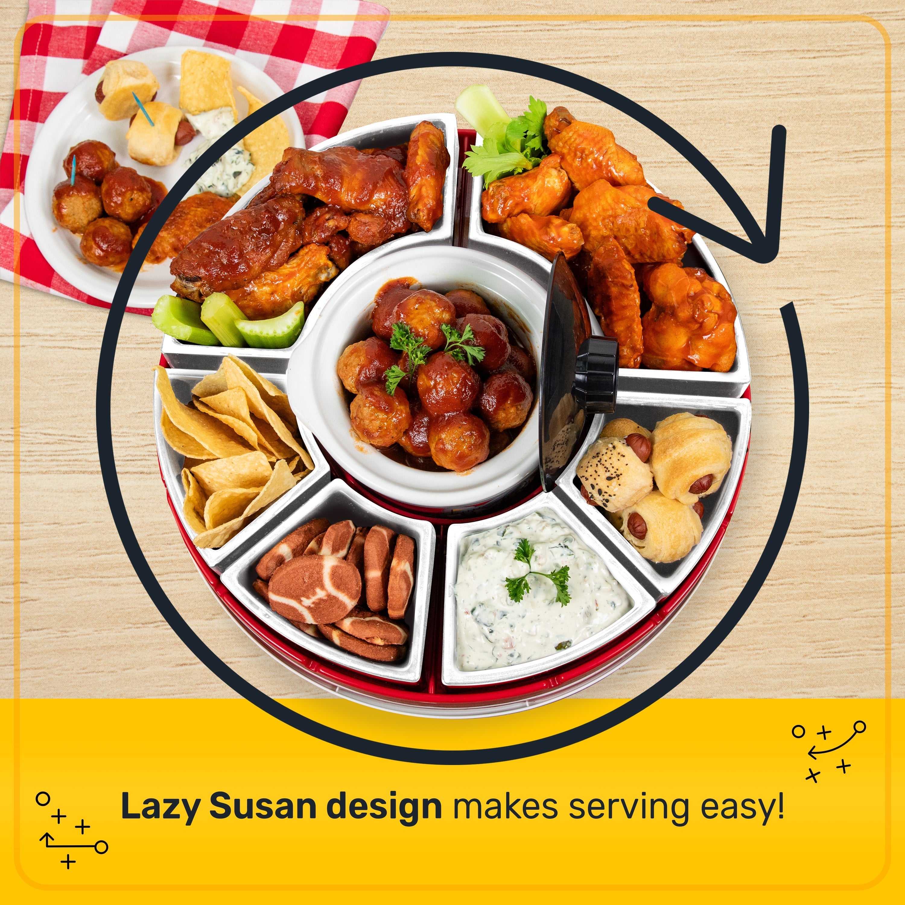 Game Day Lazy Susan Appetizer Server