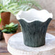 Dark Green Scalloped Edge Pot