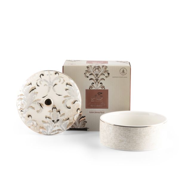 Classy Harir - Decorative Small Canister/Server - Beige & Gold Default Title