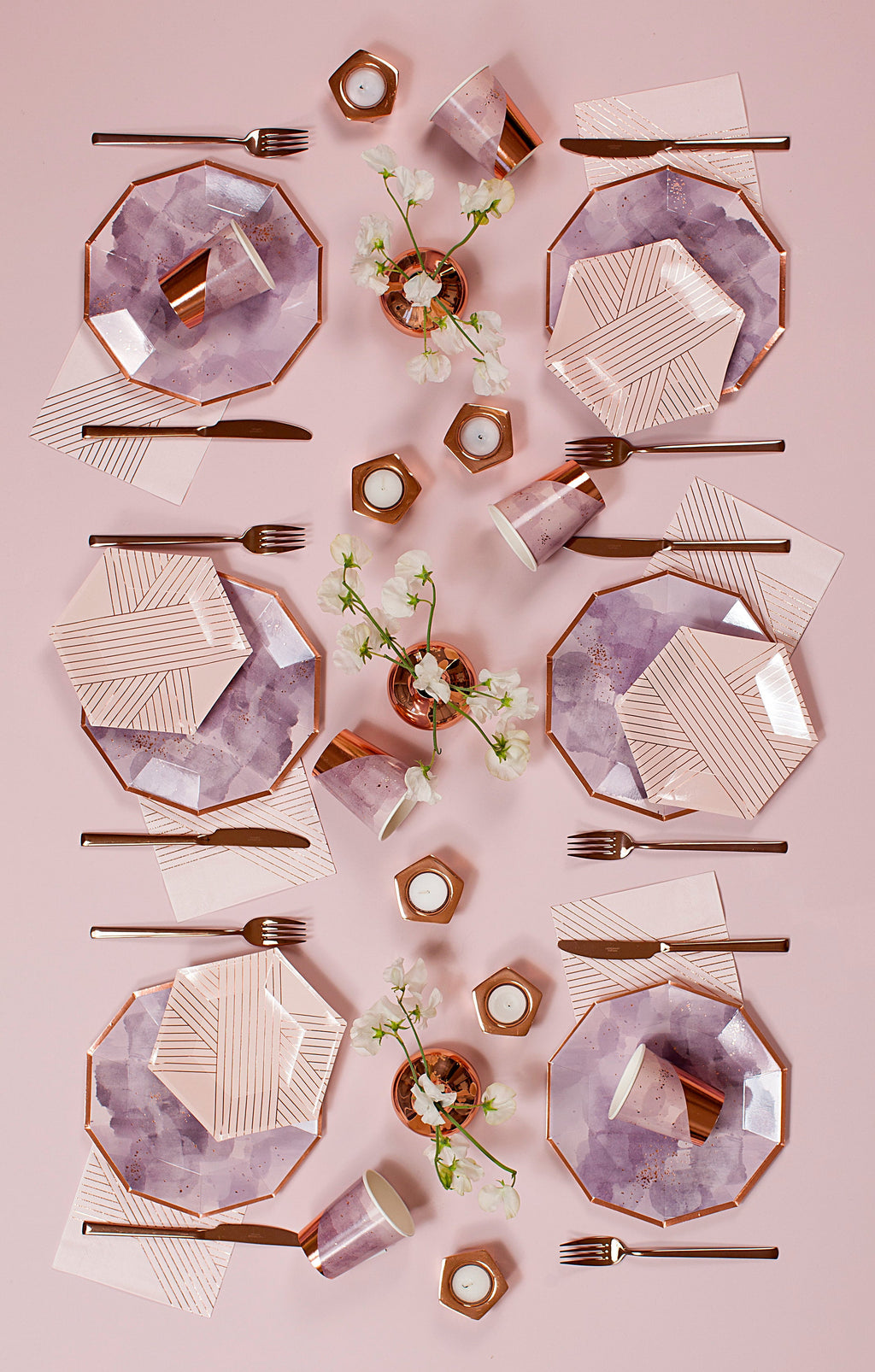 Amethyst - Pale Pink Striped Small Paper Plates