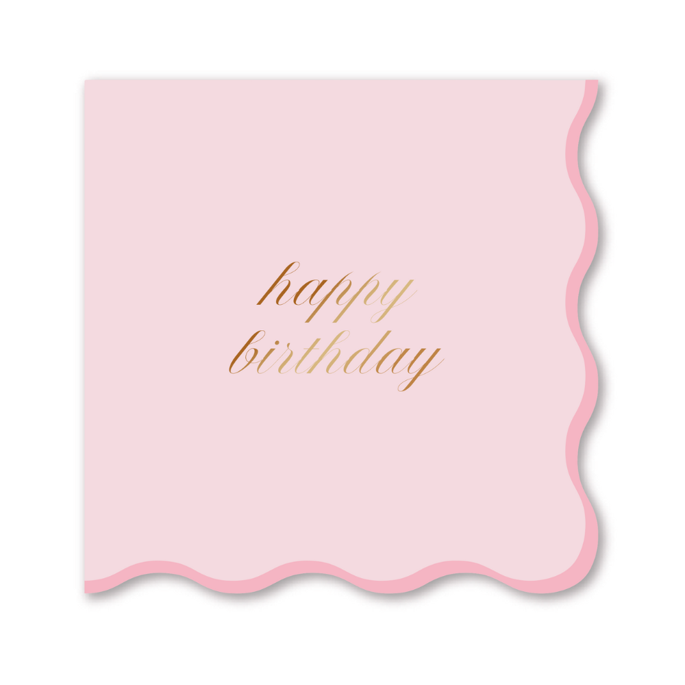 Happy Birthday Cocktail Napkins - Pink & Gold Main image