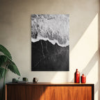 Wave Edge, Cracked Earth, Tide Meets Stone, Nature Contrast, Canvas Print, Abstract Ocean Art, Minimalist Wall Decor, Bathroom Artwork