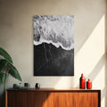 Wave Edge, Cracked Earth, Tide Meets Stone, Nature Contrast, Canvas Print, Abstract Ocean Art, Minimalist Wall Decor, Bathroom Artwork