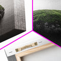 Moss Rock Minimal, Green Accent Art, Coastal Zen Decor, Framed Canvas Print, Modern Neutral Room, Nature Wall Aesthetic