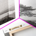 Leaning Tree Path, Soft Fog Scene, Calm Landscape, Canvas Print, Serene Entryway Wall Art, Nature Photography, Minimalist Decor