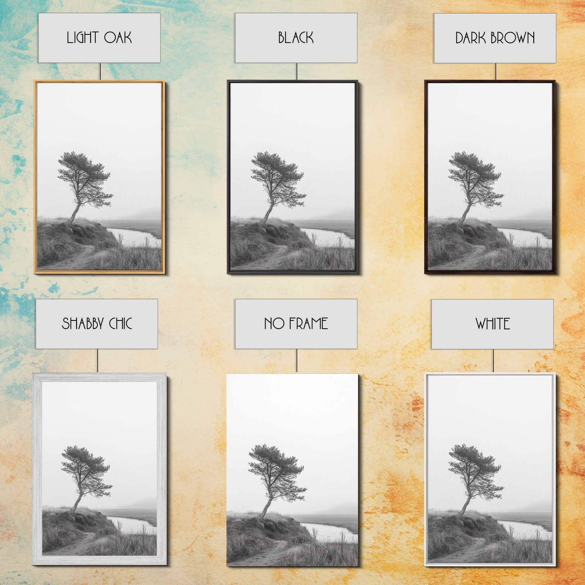 Leaning Tree Path, Soft Fog Scene, Calm Landscape, Canvas Print, Serene Entryway Wall Art, Nature Photography, Minimalist Decor