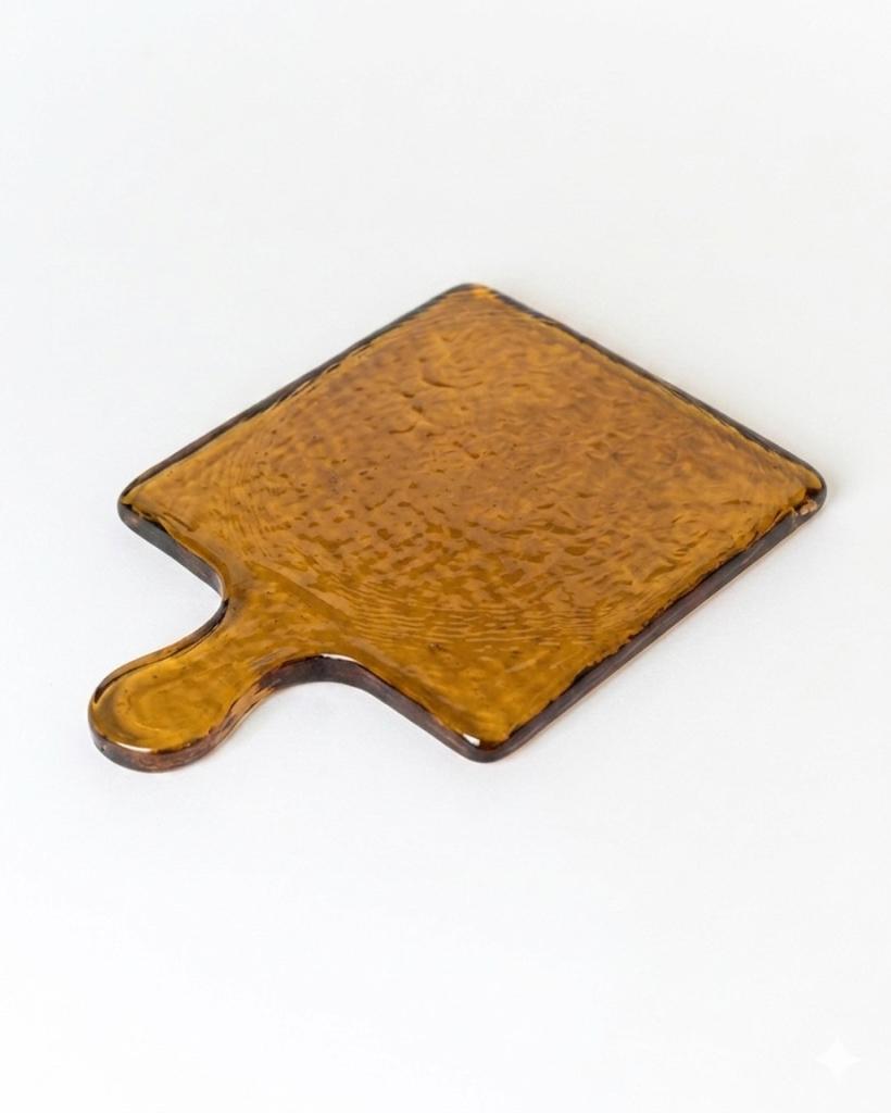 Hammered Glass Serving Boards Amber