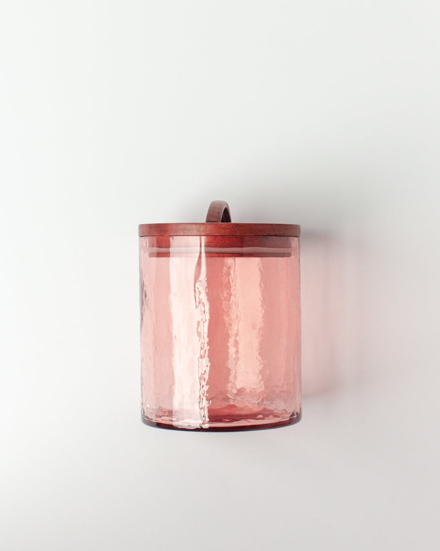 Hammered Glass Canisters with Wood Lid