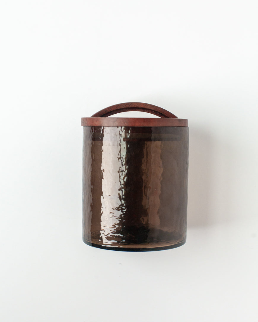 Hammered Glass Canisters with Wood Lid