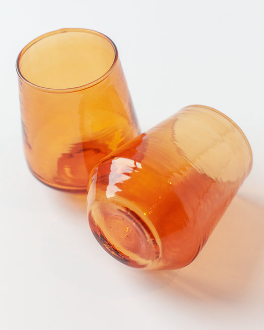 Pair of Hammered Glass Water Tumblers