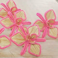 Orchid Handwoven Iraca Napkin Ring Natural Palm with Color Accents Soft Pink