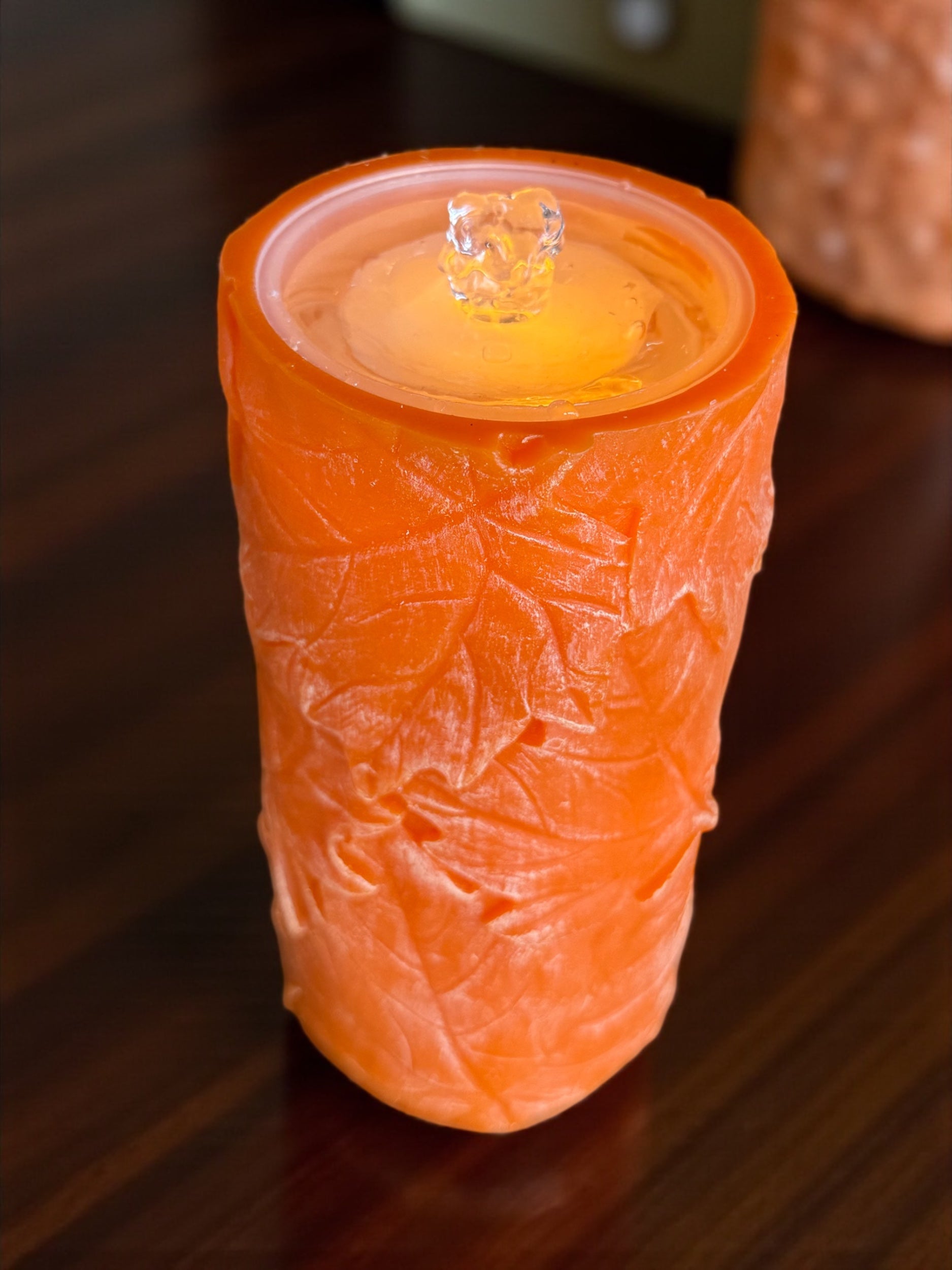 Maple Leaf LED Water Fountain Wax Pillar Candle Secondary image
