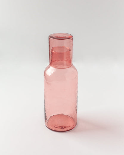 Handblown Hammered Glass Carafe Blush