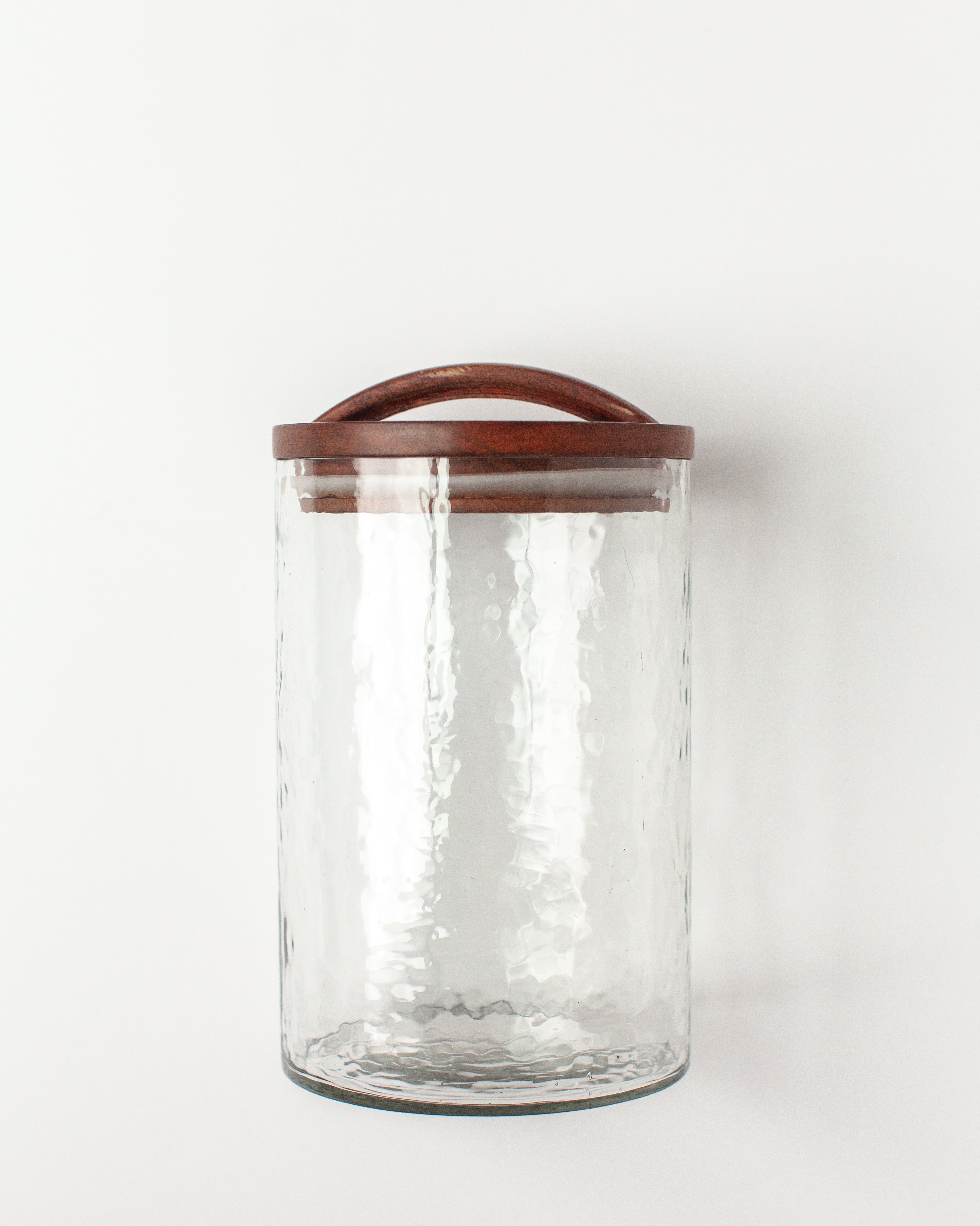 Hammered Glass Canisters with Wood Lid