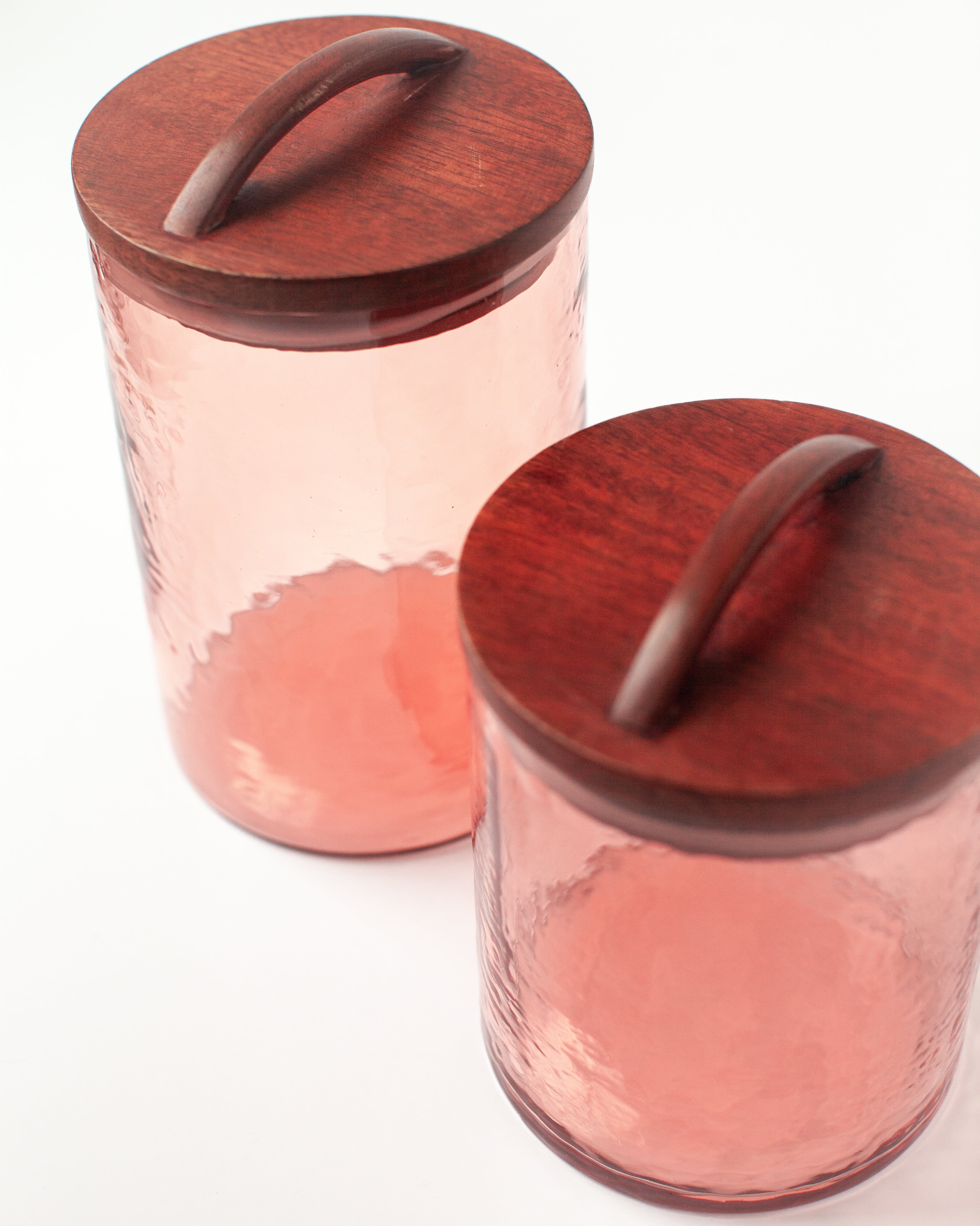 Hammered Glass Canisters with Wood Lid