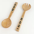 Geo Woven Mango Wood Salad Servers