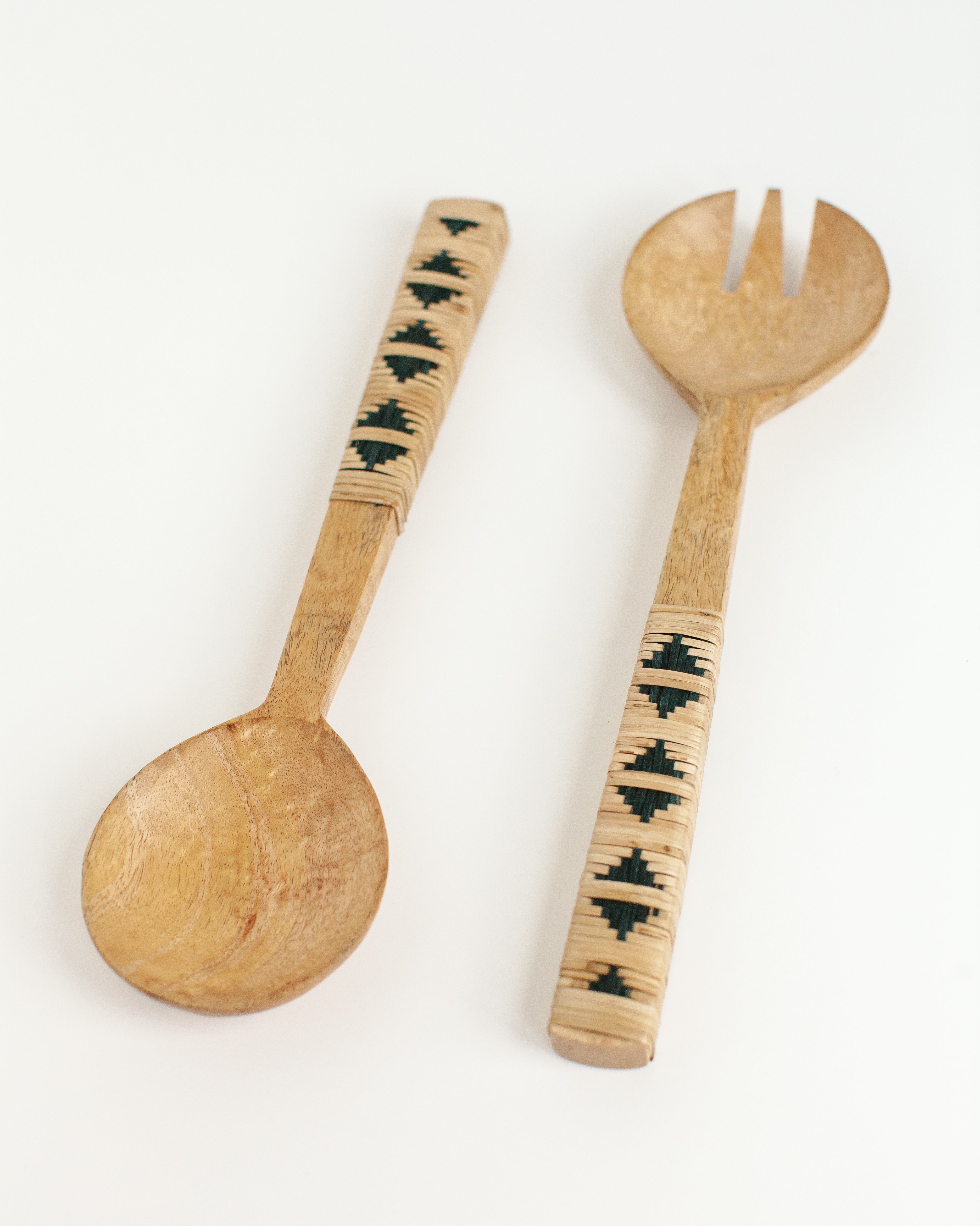 Geo Woven Mango Wood Salad Servers Secondary image