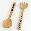 Geo Woven Mango Wood Salad Servers