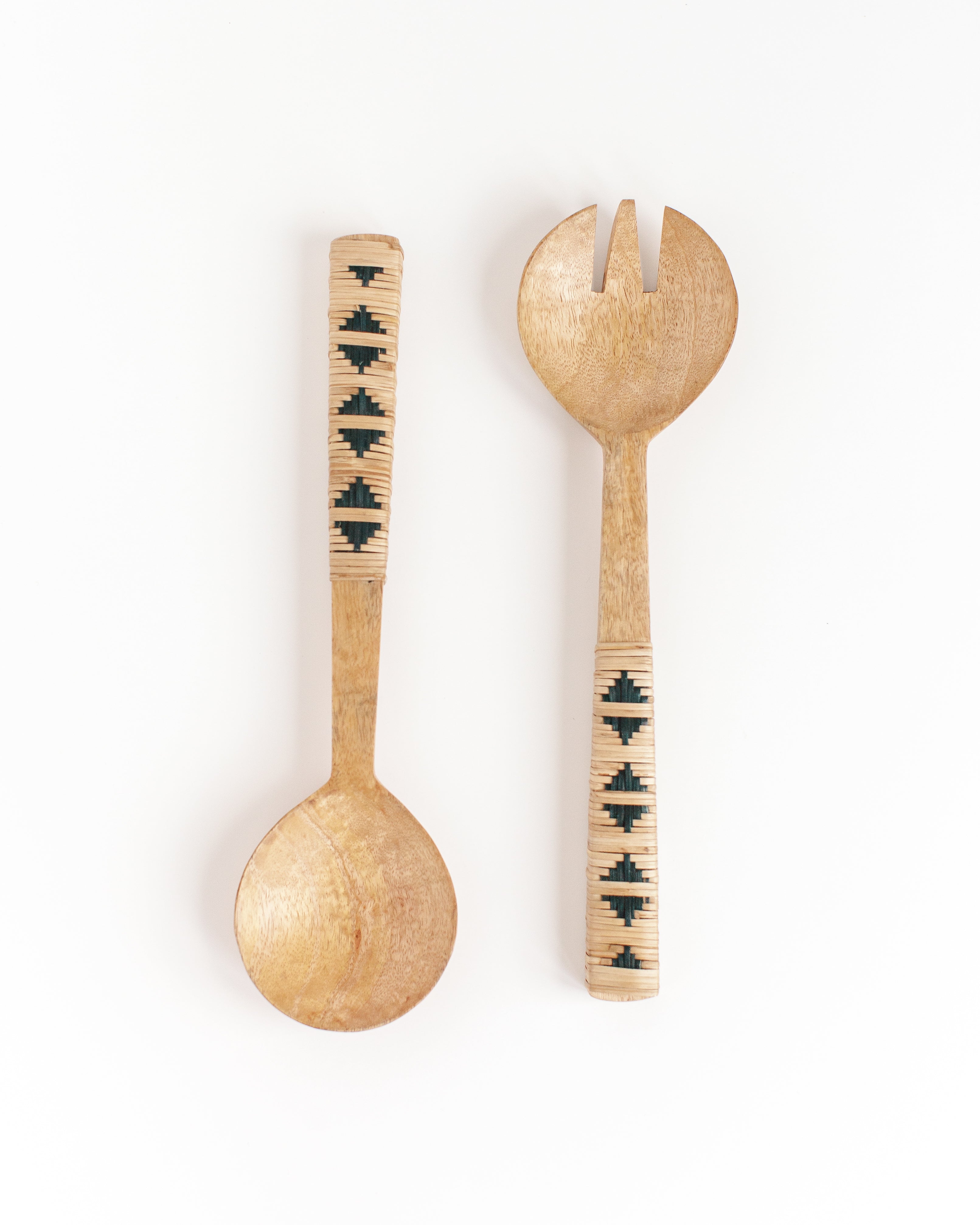 Geo Woven Mango Wood Salad Servers Main image