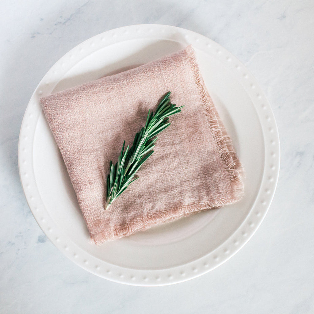 Stone Washed Linen Cocktail Napkin Blush Single