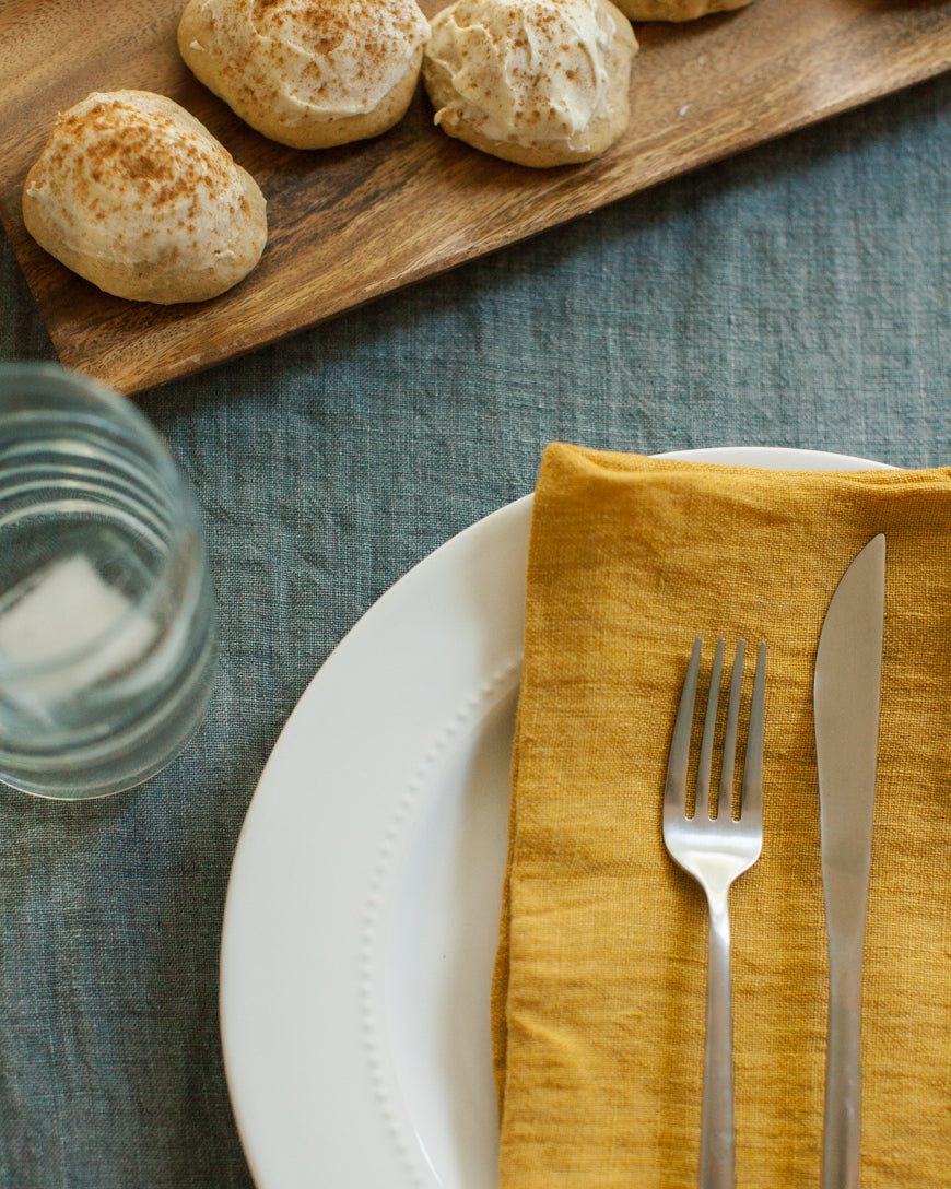 Stone Washed Linen Hemmed Dinner Napkins