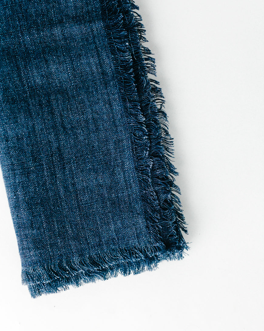 Stone Washed Linen Dinner Napkins Navy Set of 2