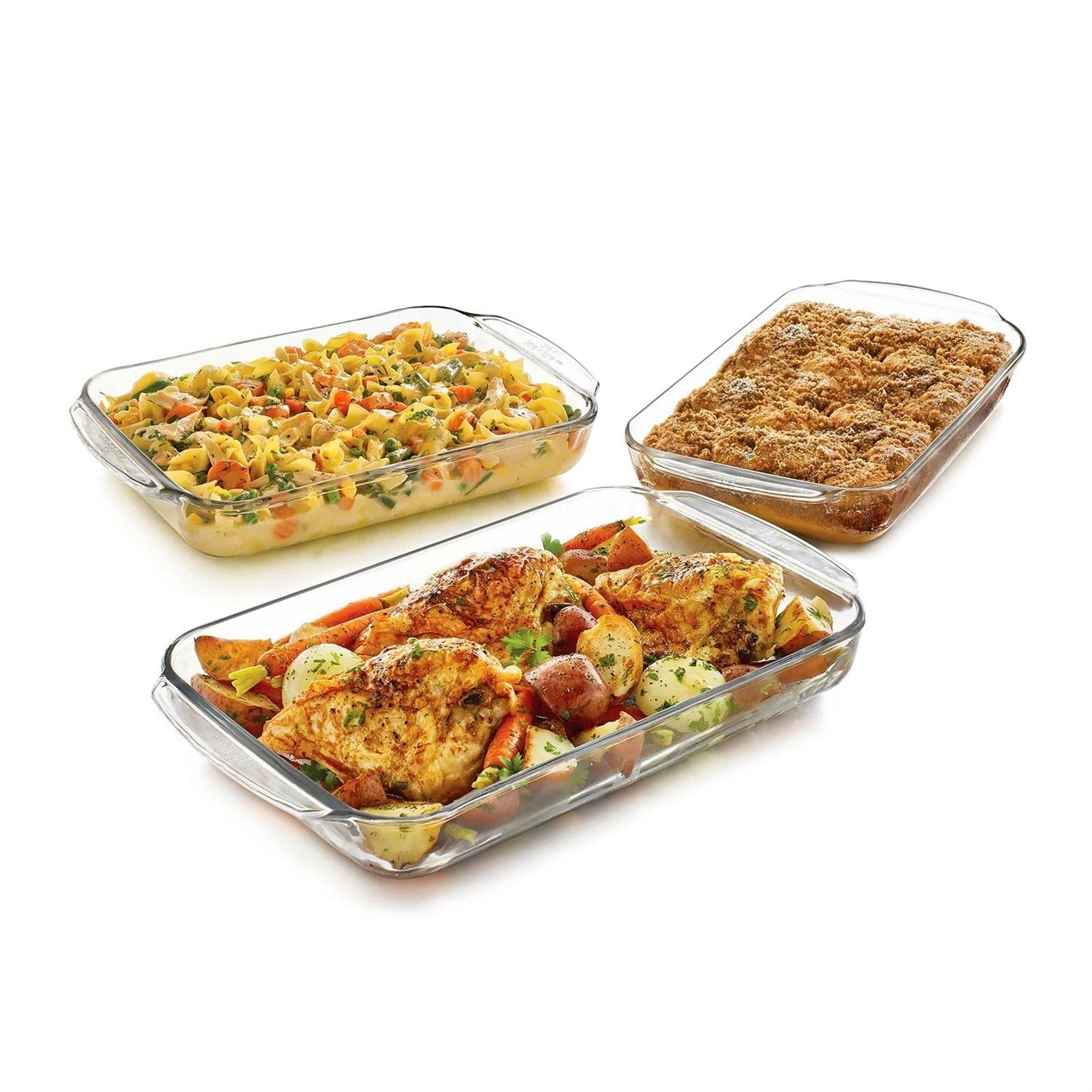 Glass 3-Piece Bakeware Oven Safe Casserole Baking Dish Set - Dishwasher Safe Main image