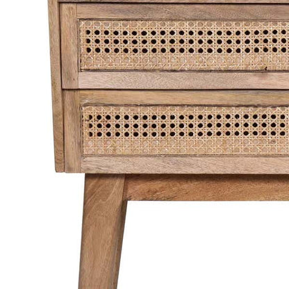 Mango Wood and Rattan Console Table with Drawers