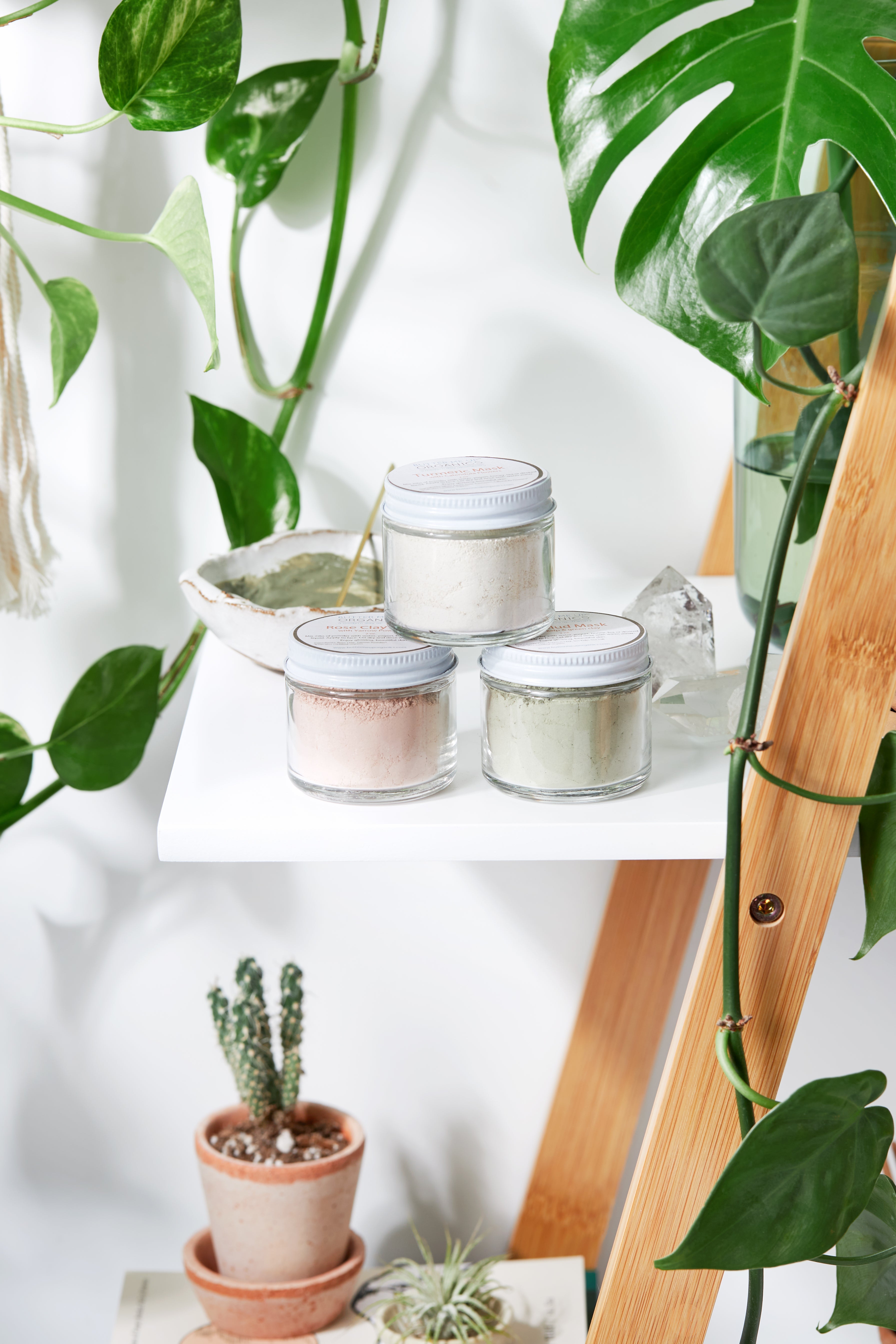 Clay Face Mask Trio Rose Clay French Green Clay Kaolin Clay Turmeric Kelp Calendula Main image