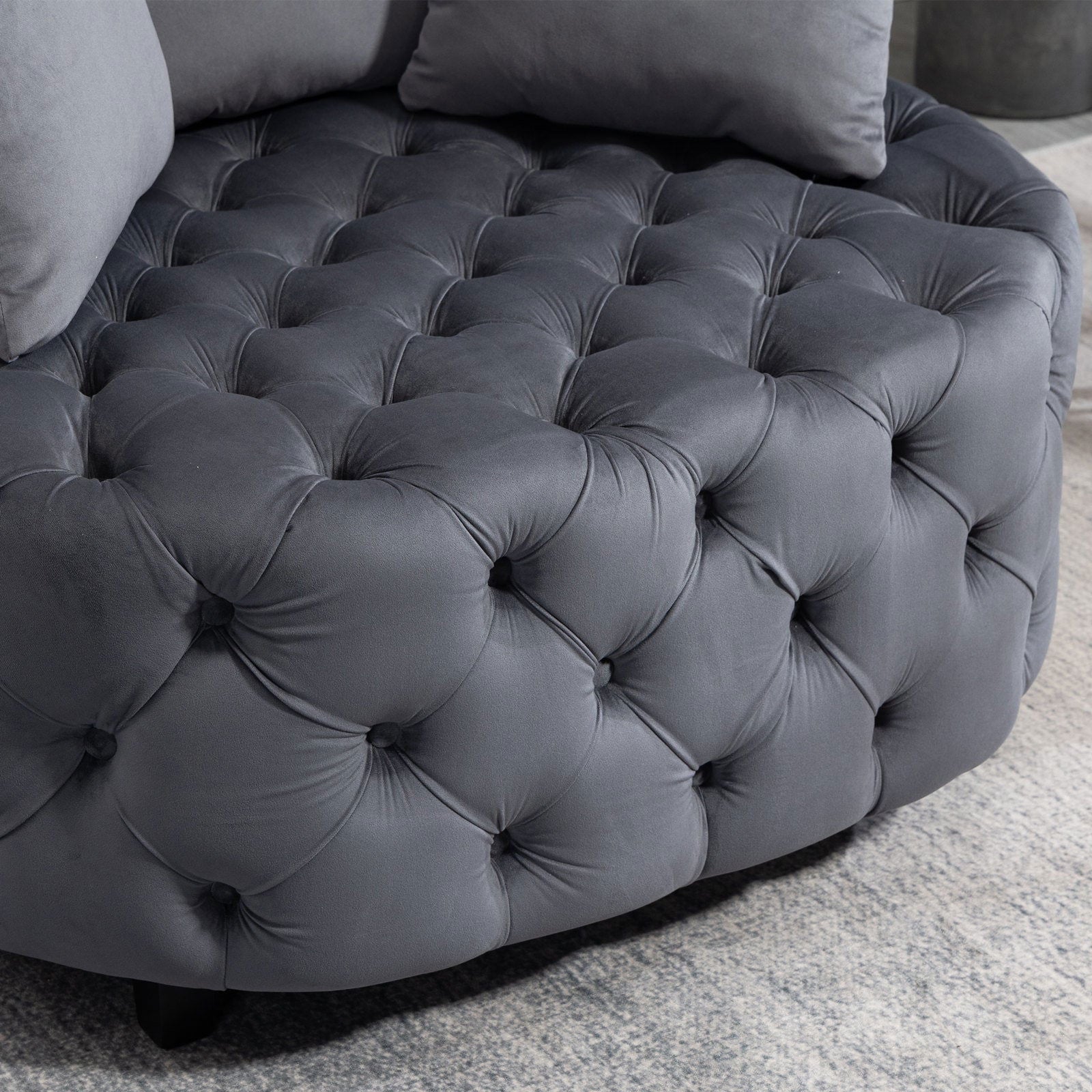 Matthias Plush Velvet Barrel Chair with Solid Wood Legs - Available in 3 Colors Secondary image