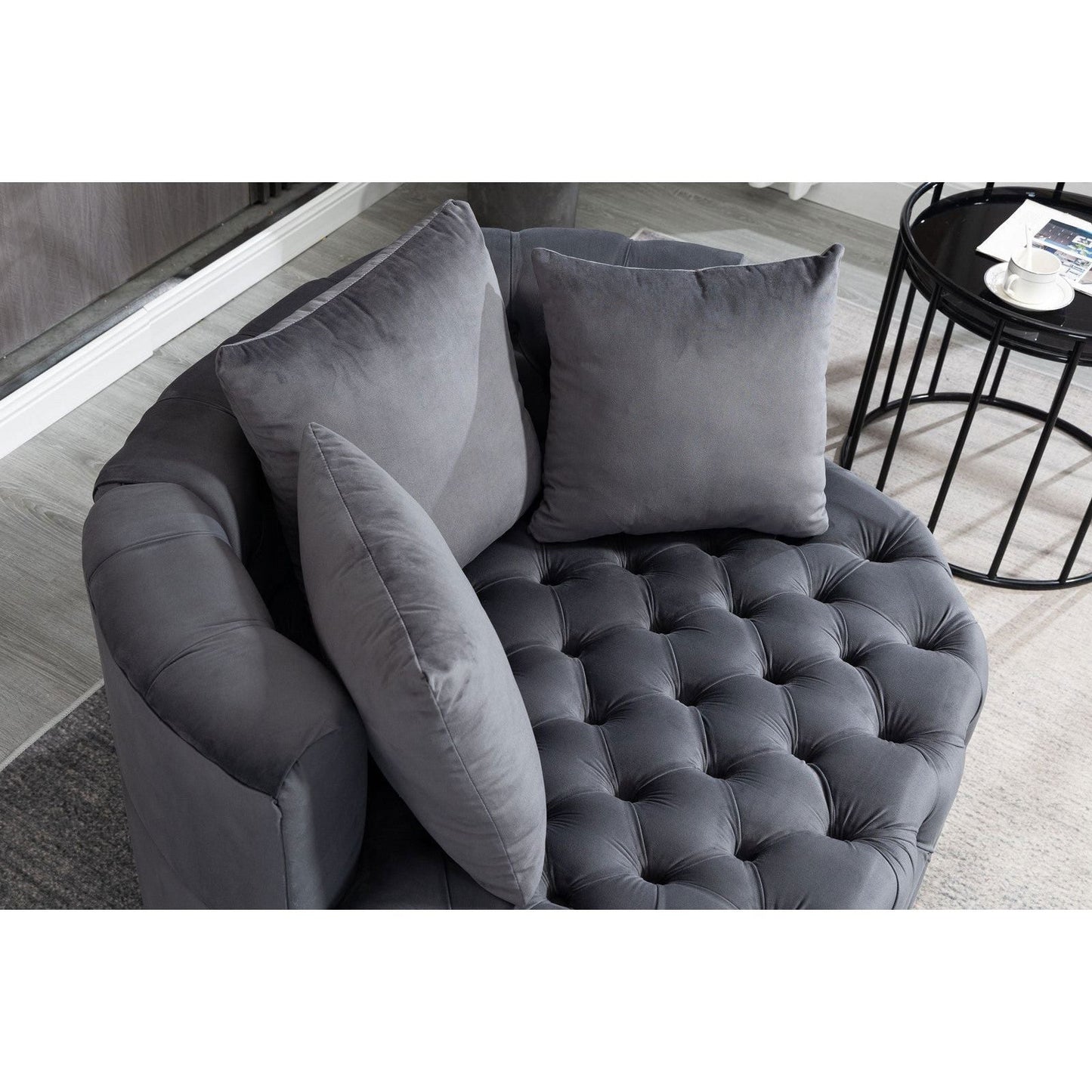 Matthias Plush Velvet Barrel Chair with Solid Wood Legs - Available in 3 Colors