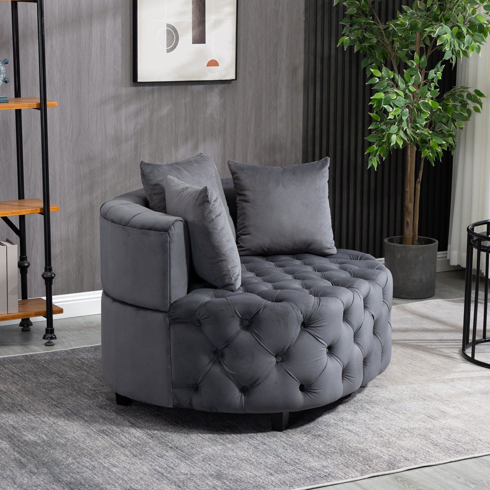 Matthias Plush Velvet Barrel Chair with Solid Wood Legs - Available in 3 Colors
